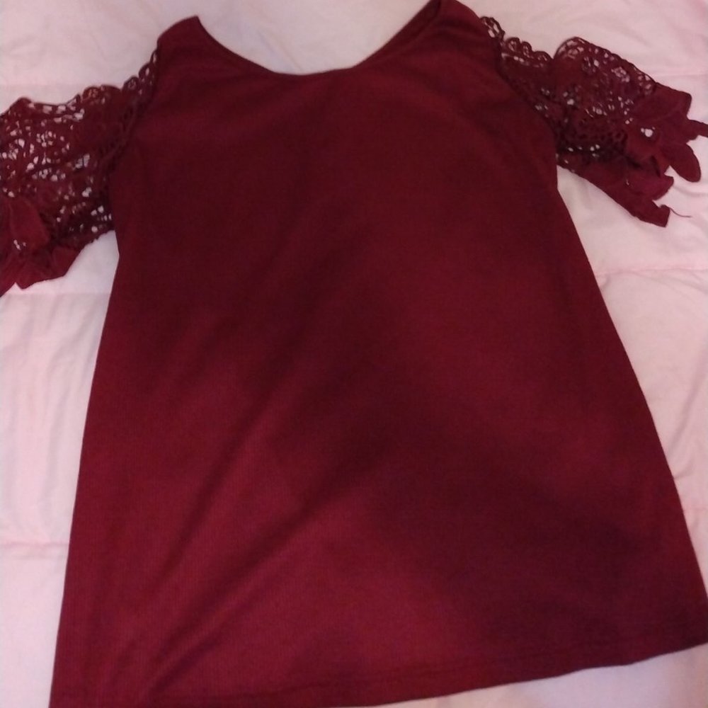 Red lacy off the shoulder